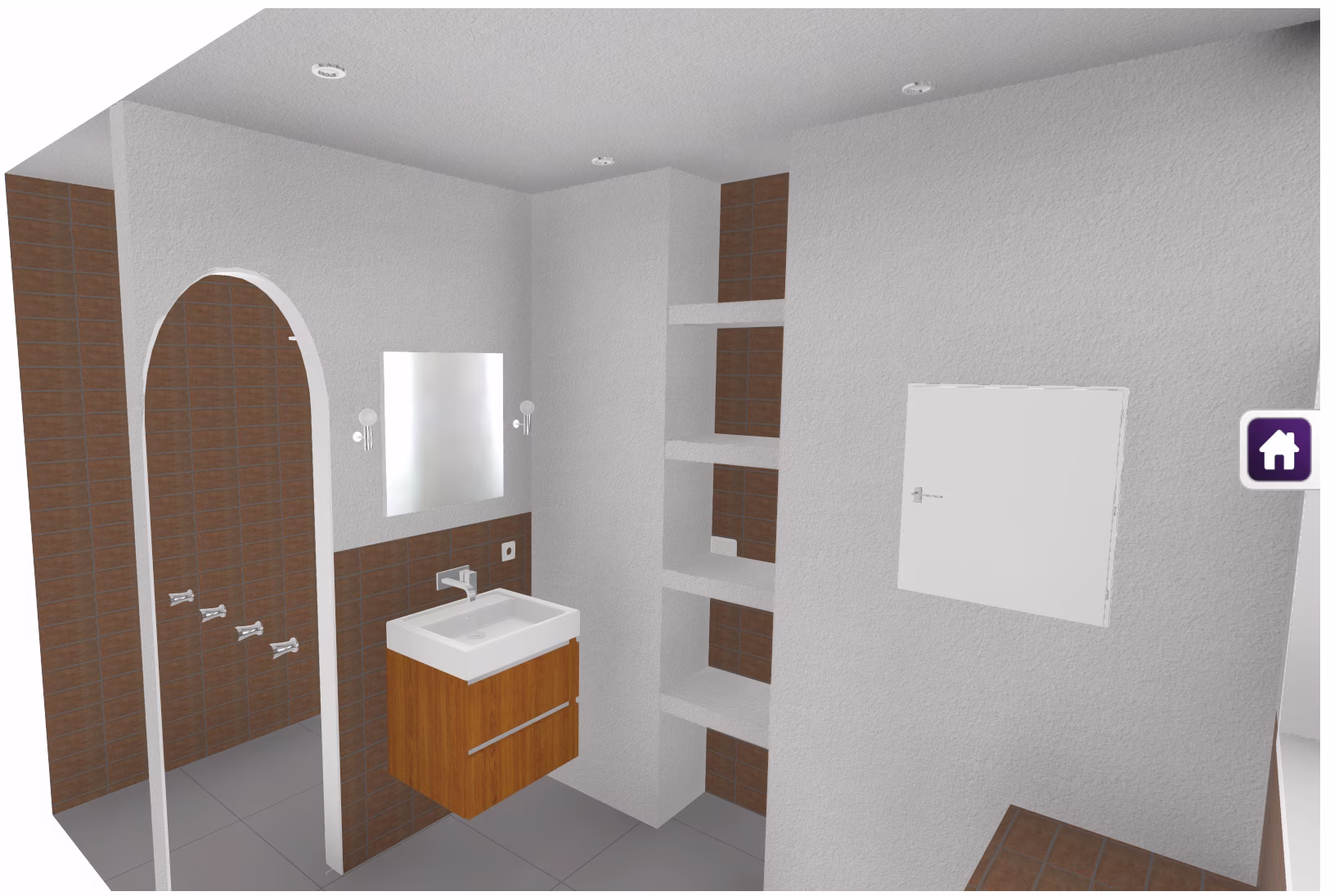 Saninet 3D preview van de nieuwe badkamer van Maj-Britt